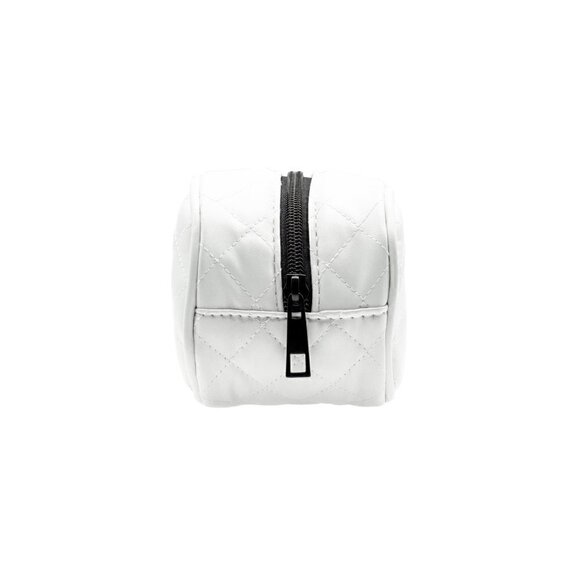 Vegan White Quilted Cosmetic Bag - Picture 2 of 3